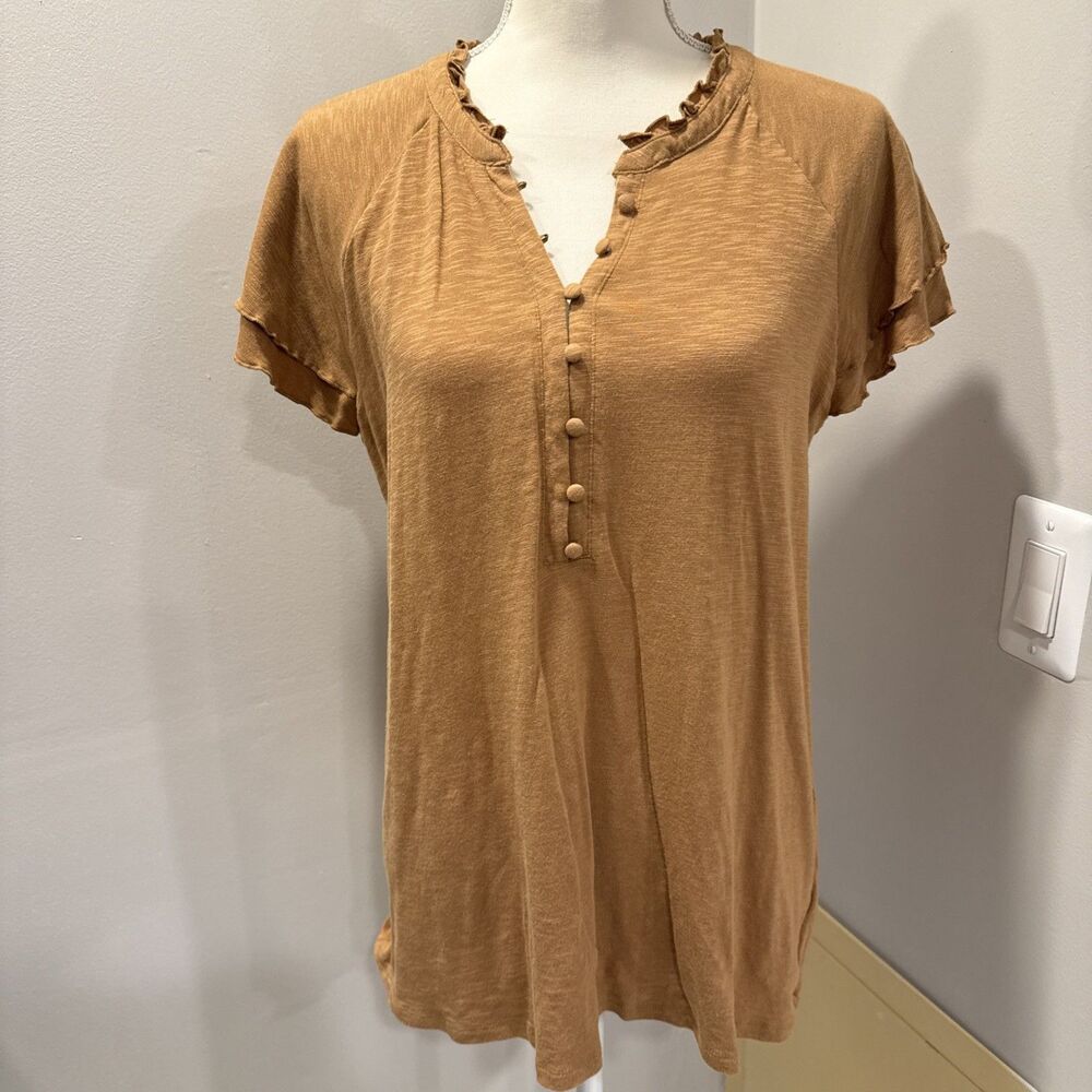 Torrid Black Vintage Slub Jersey Ruffle Henley Top Size 0
